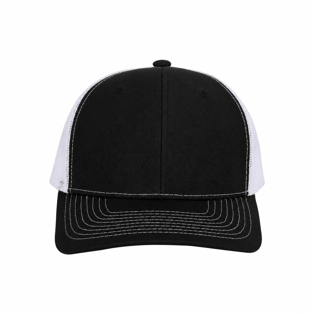 Cotton Adjustable Snapback Cap — Black/White