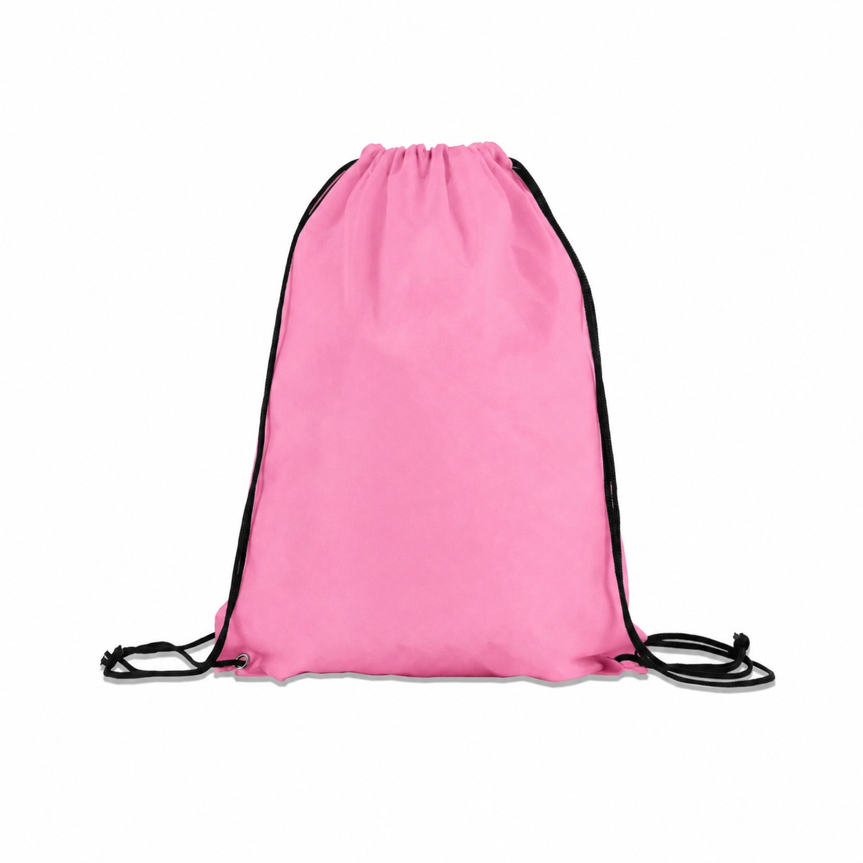210D Polyester Drawstring Backpack With Adjustable Cords — Pink