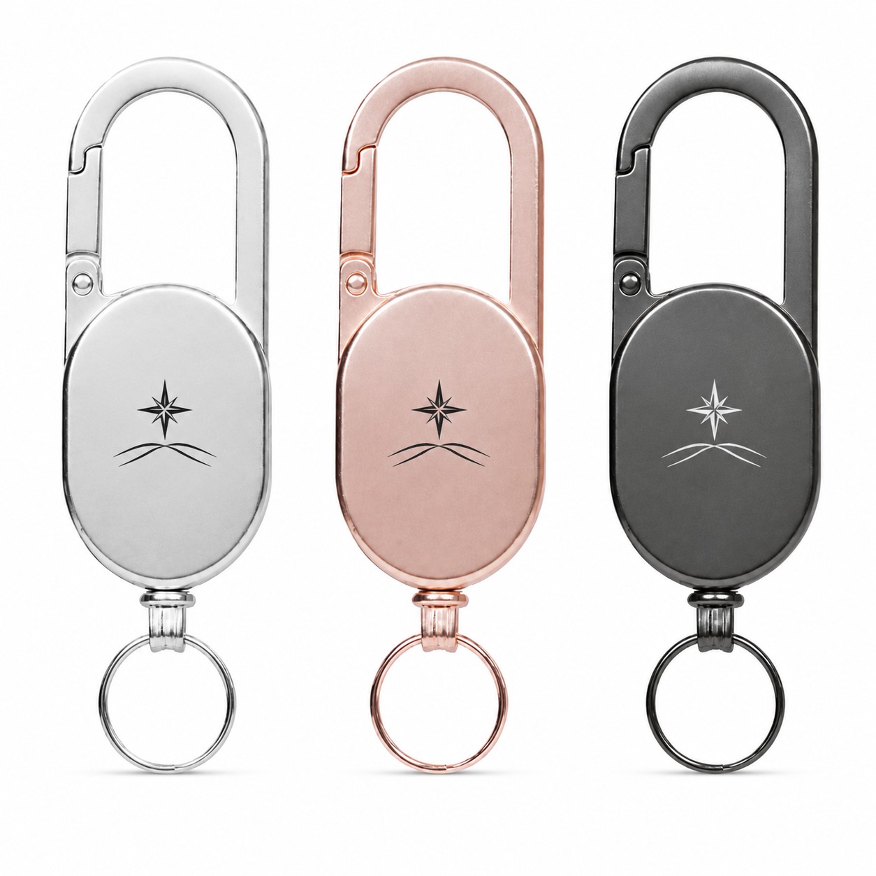 Oval Metal Retractable Carabiner Keychain — view 1