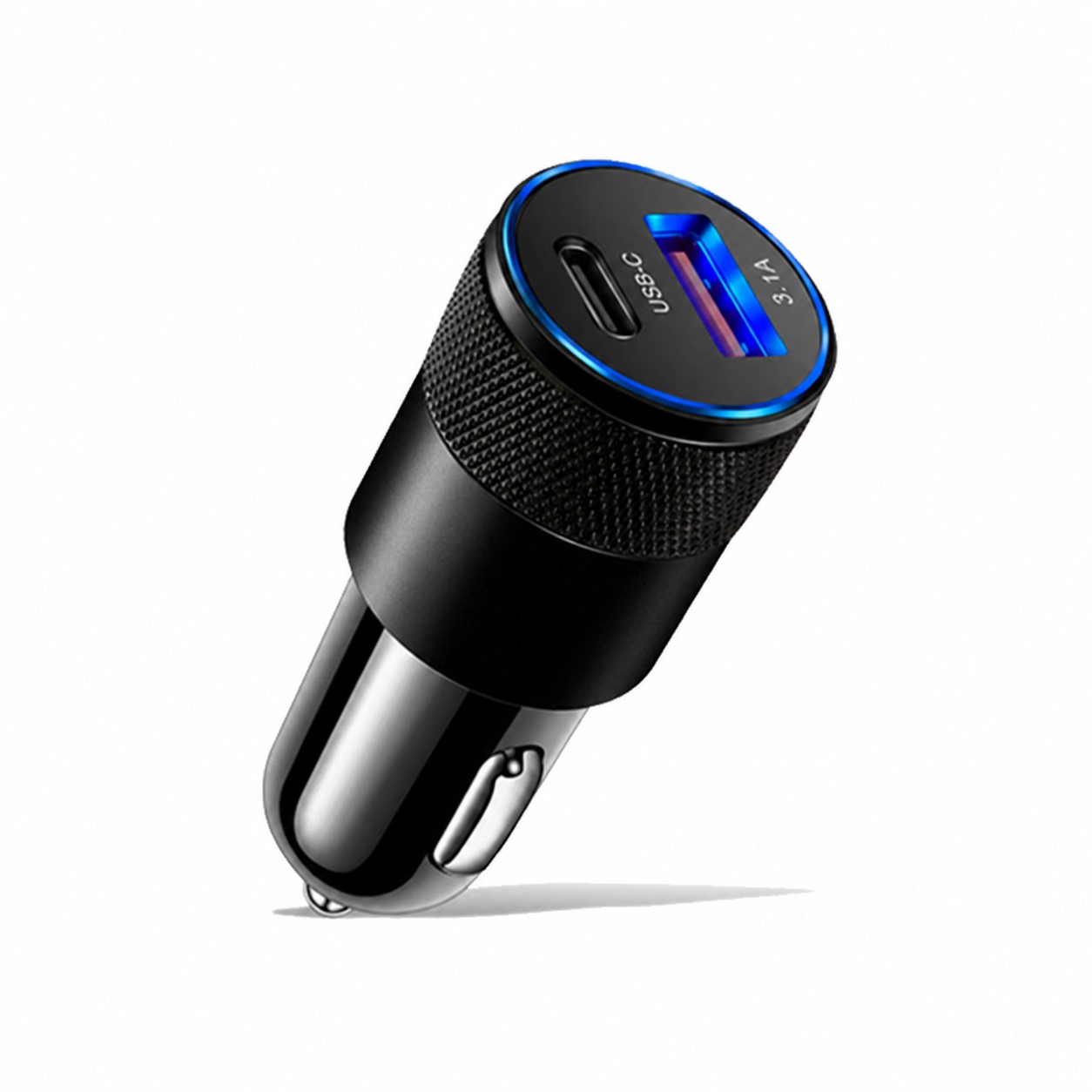 Dual Port Metal Car Charger — Black