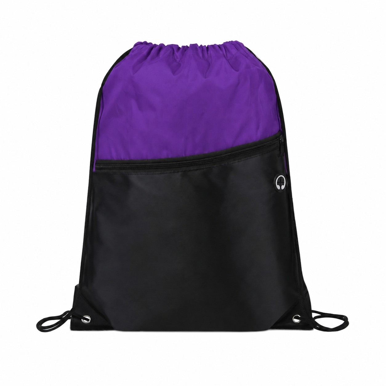 210D Polyester Metal Grommets Drawstring Bag — Purple