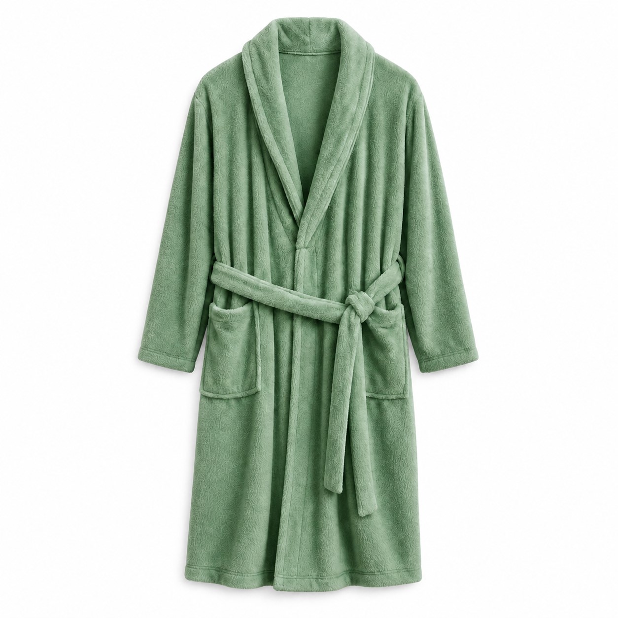 Shawl Collar Fleece Bathrobe — Green