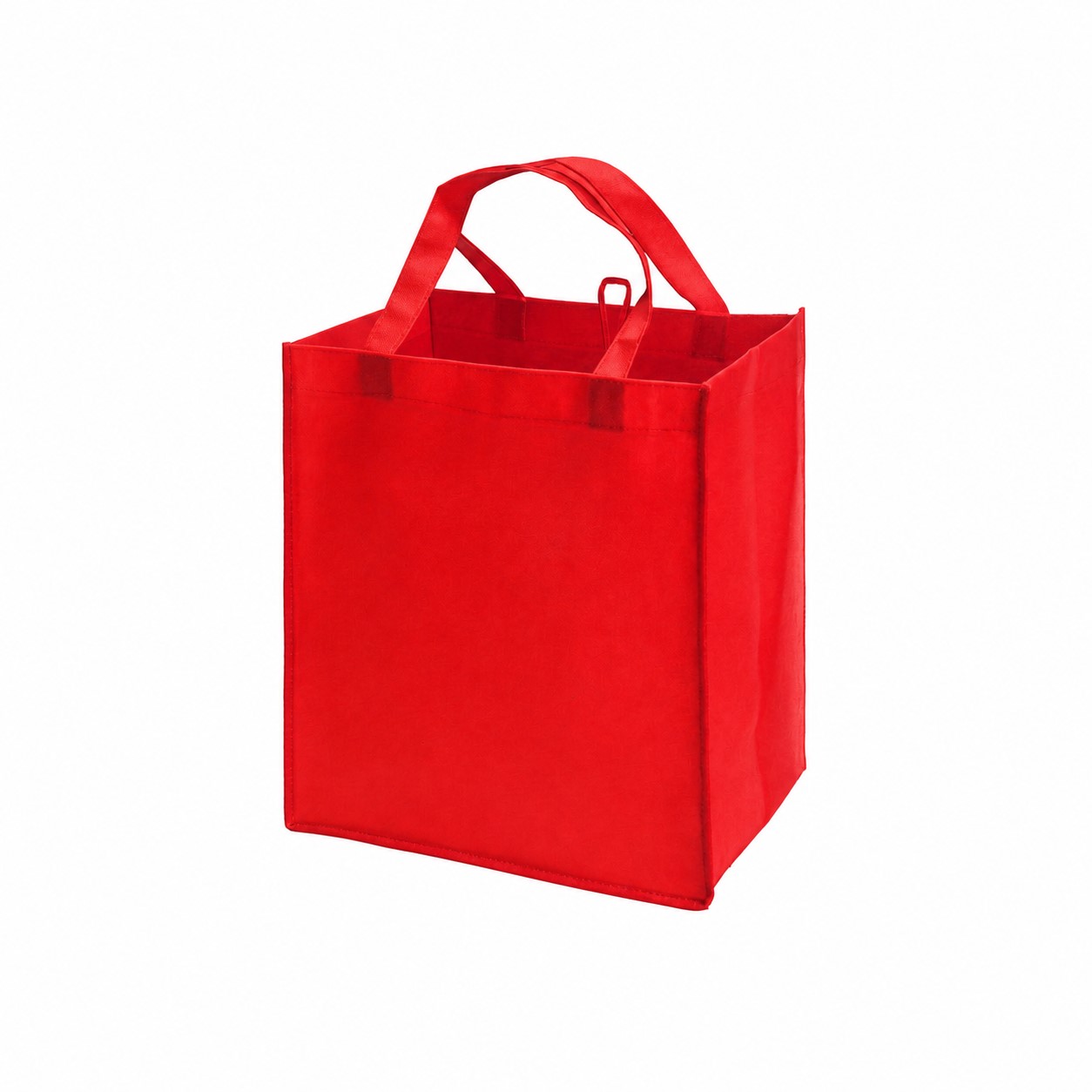 80GSM Non-Woven 16" Reinforced Handles Tote Bag — Red