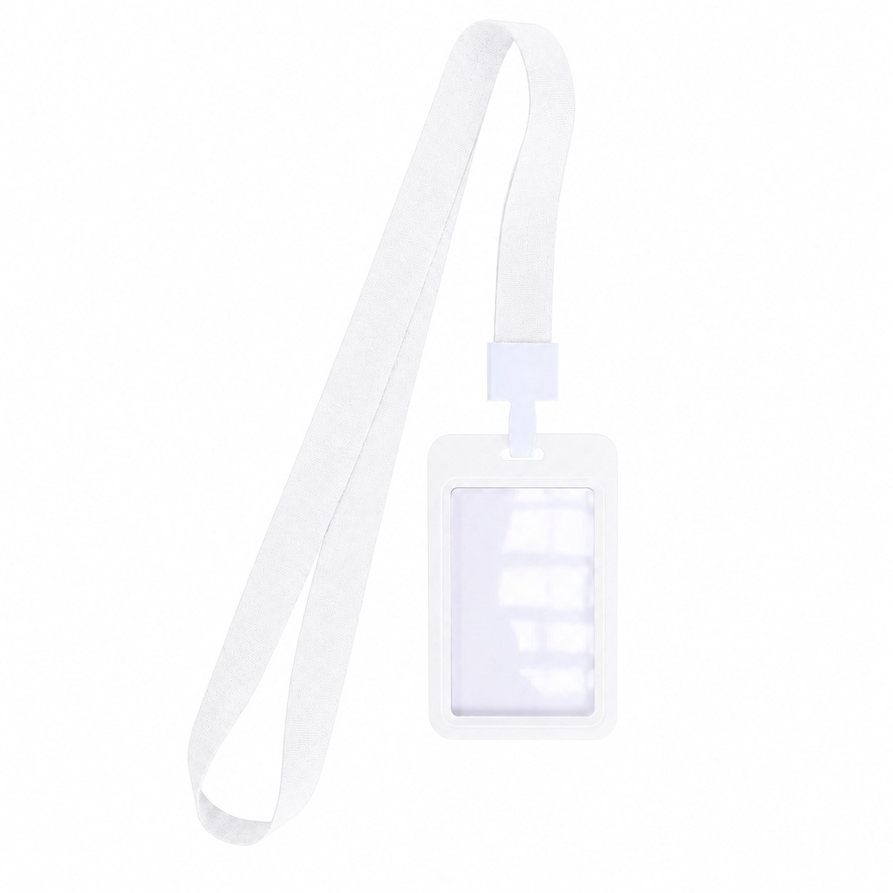 Vertical Sliding Badge Holder Lanyard — Clear White