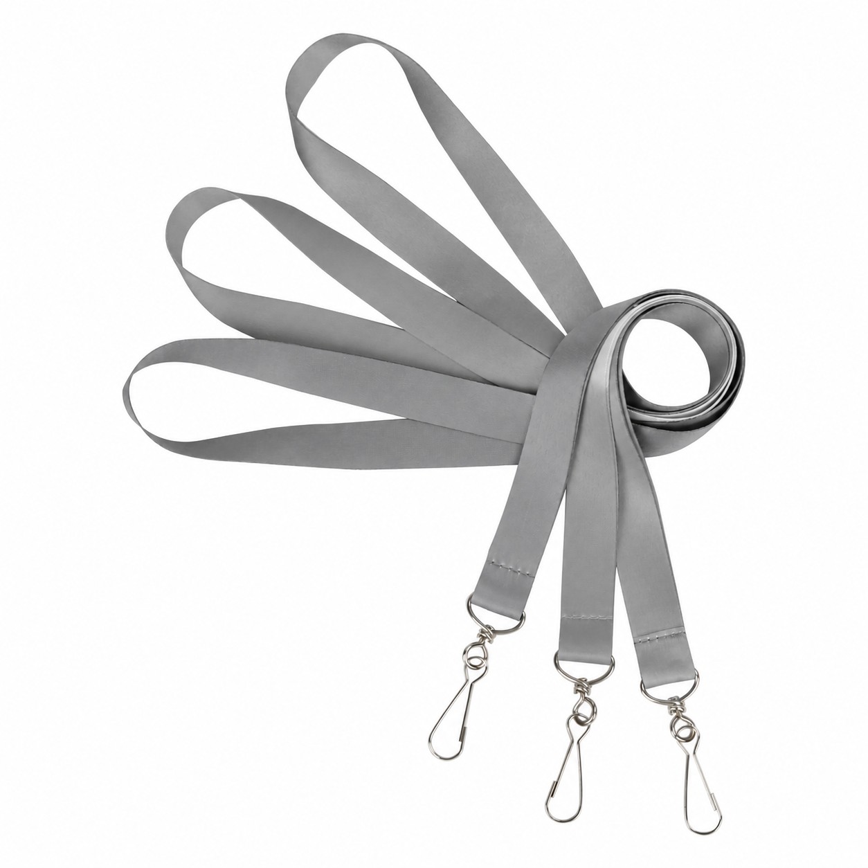 Polyester Lanyard With Clear Badge Holder — Pewter Gray