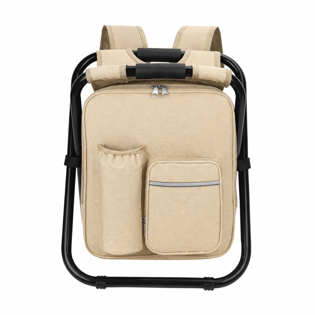 Cooler Backpack Folding Stool — Beige