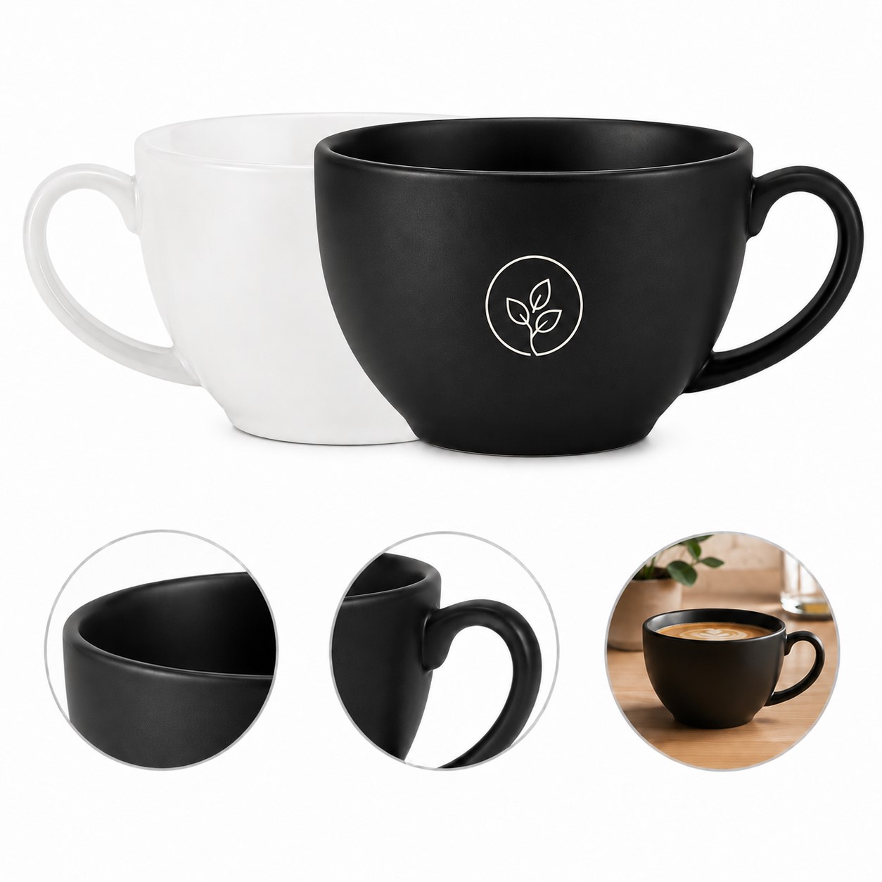 Rounded Ceramic Espresso Cup With Handle