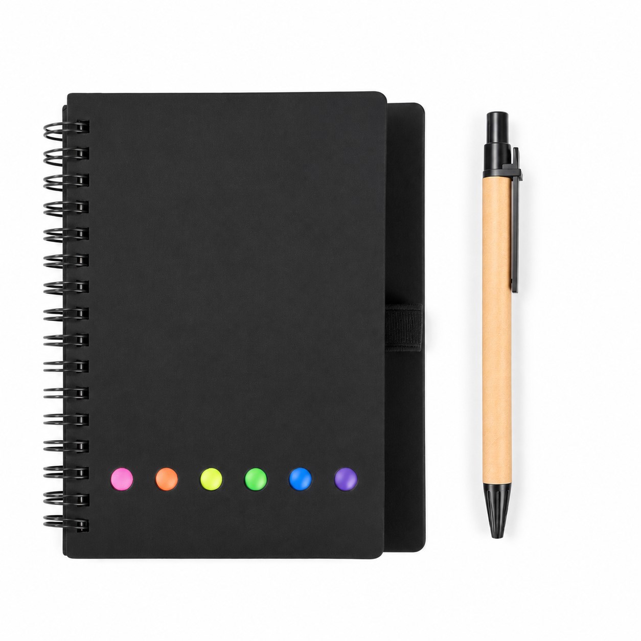 Mini Spiral Notebook Sticky Pad Set — Black