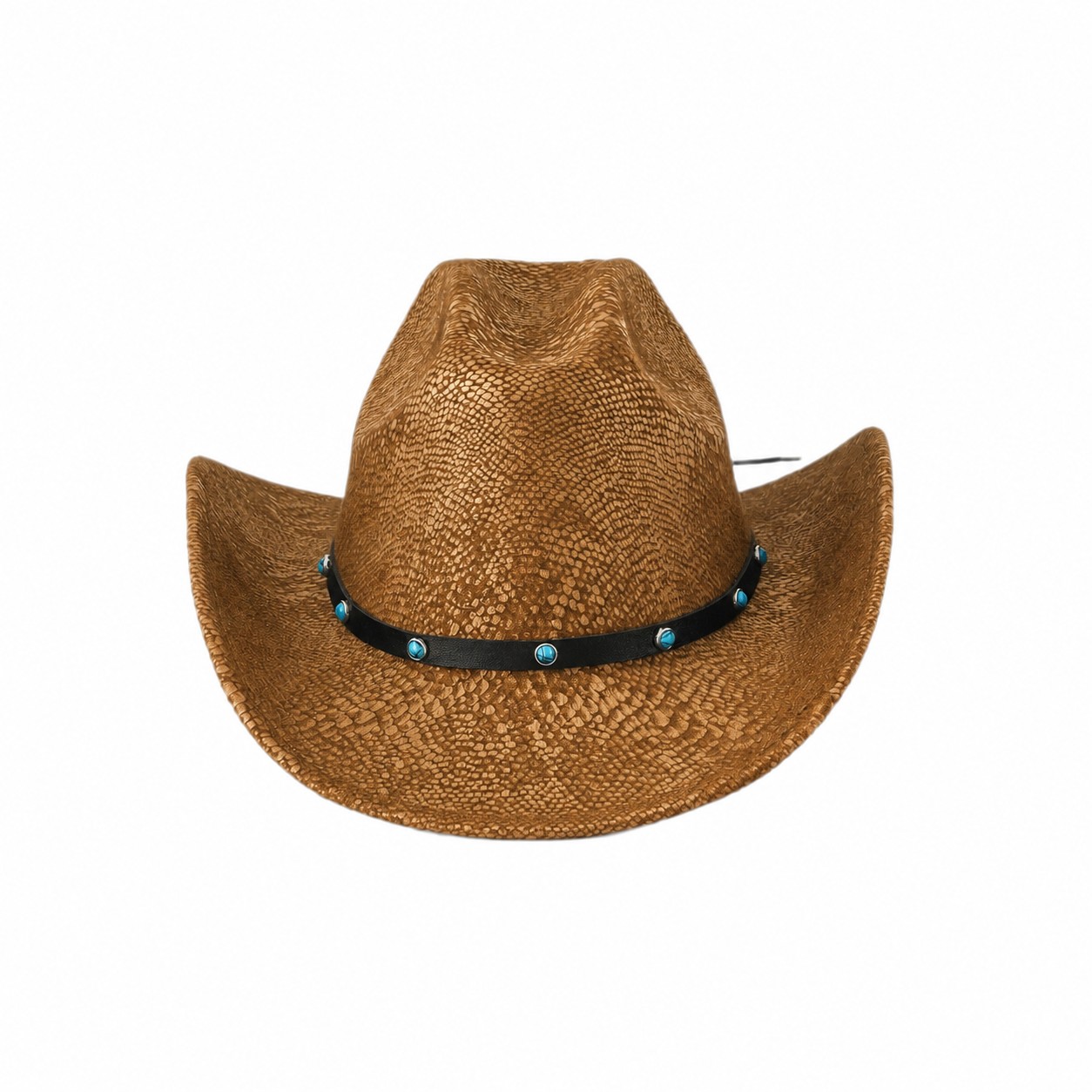 Cracked Snakeskin Western Cowboy Hat — Camel Brown