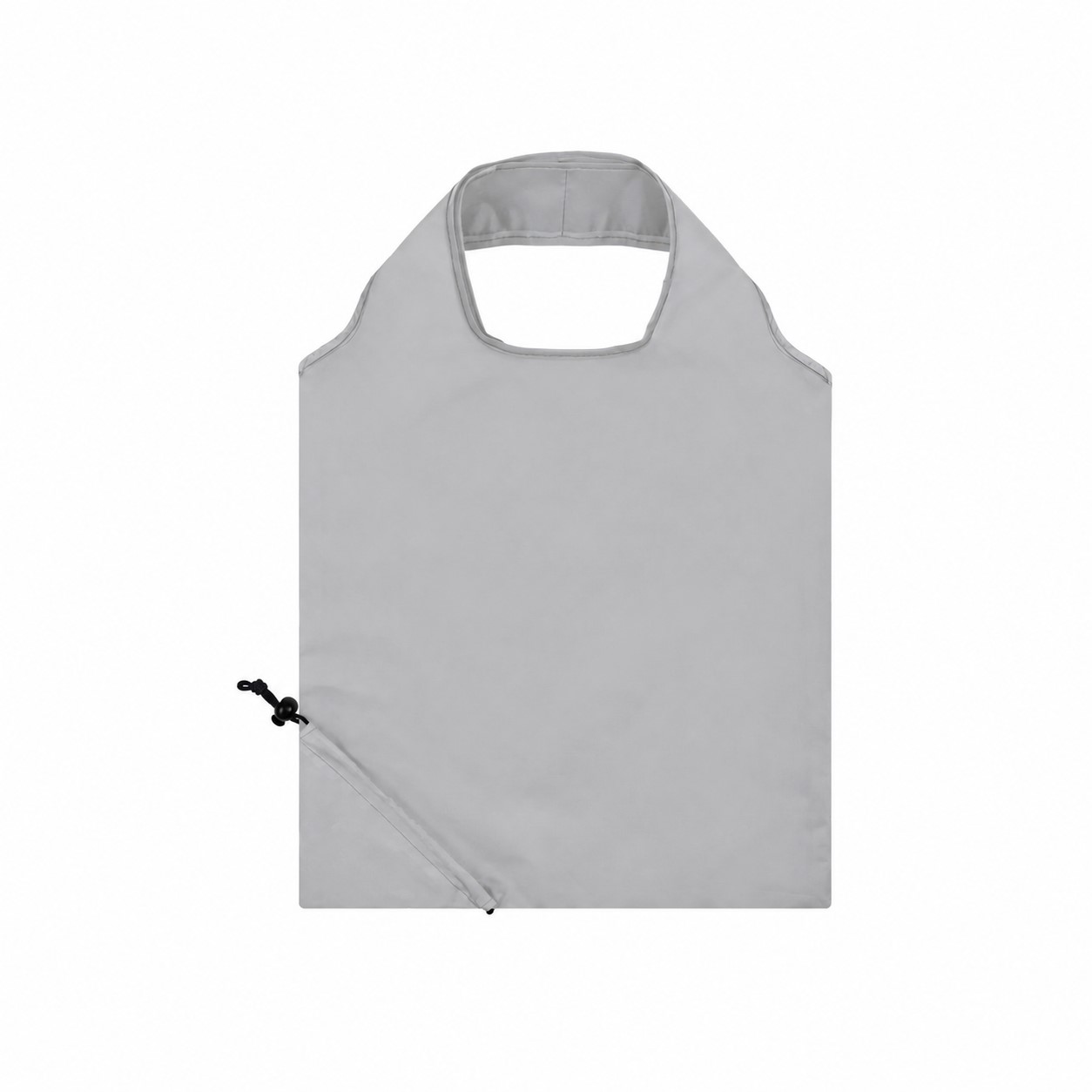 210T Polyester Foldable Tote with Drawstring Pouch — Silver Gray