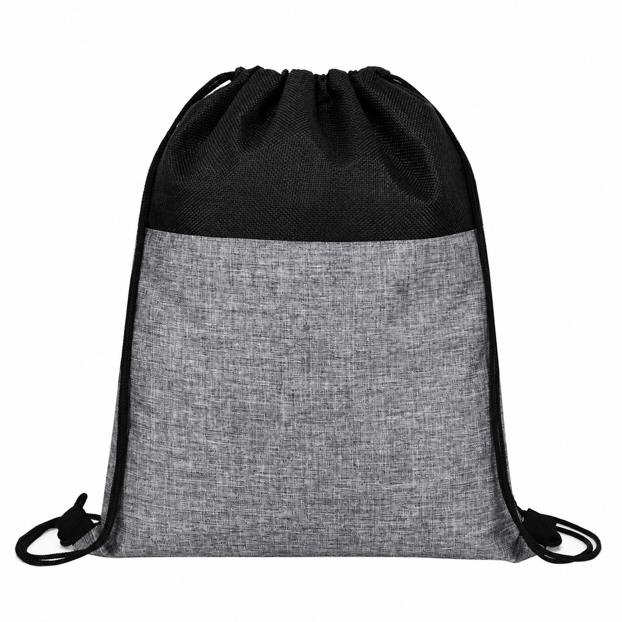 300D Polyester Drawstring Bag — Black