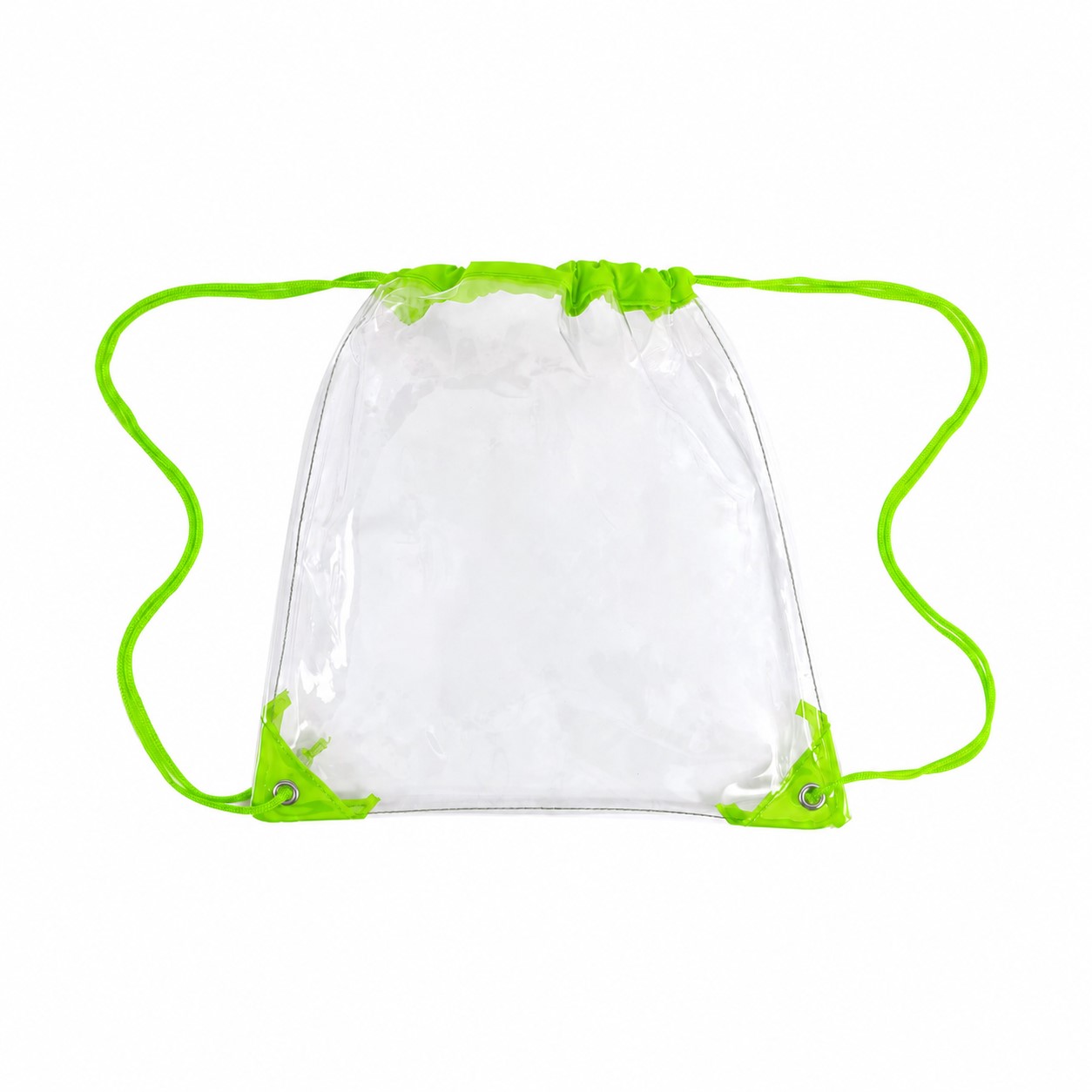 PVC And 210D Polyester Clear Drawstring Bag — Lime Green