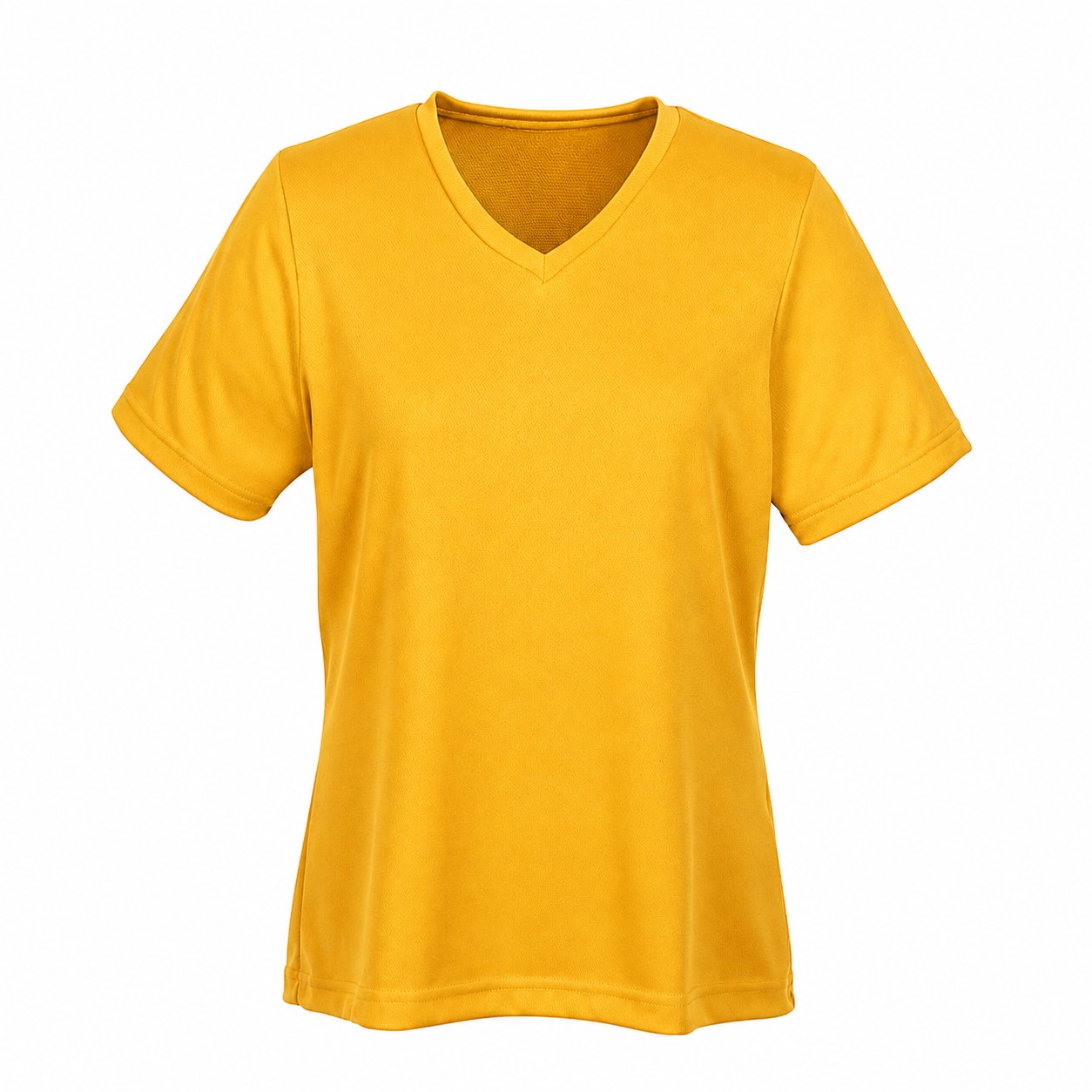 Ladies Mesh Polyester V Neck Shirt — Gold