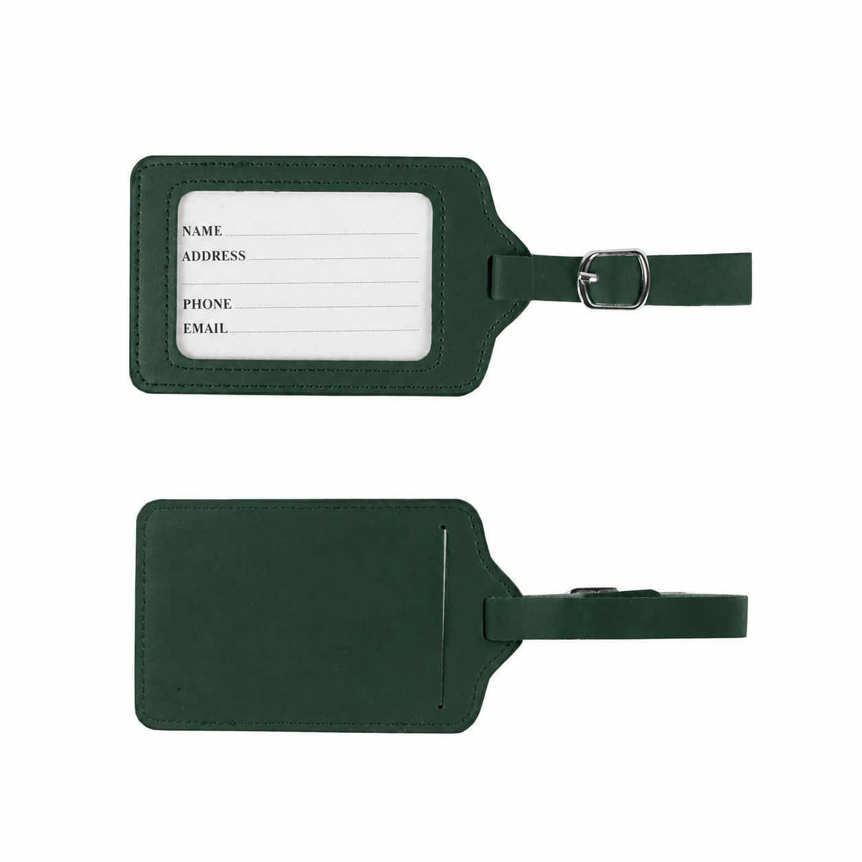 PU Leather Window Luggage Tag — Forest Green