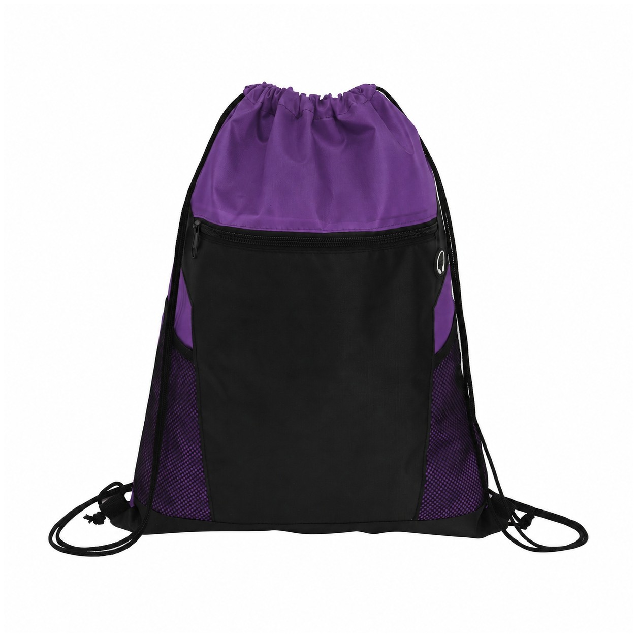 210D Polyester Orange Drawstring Bag — Purple