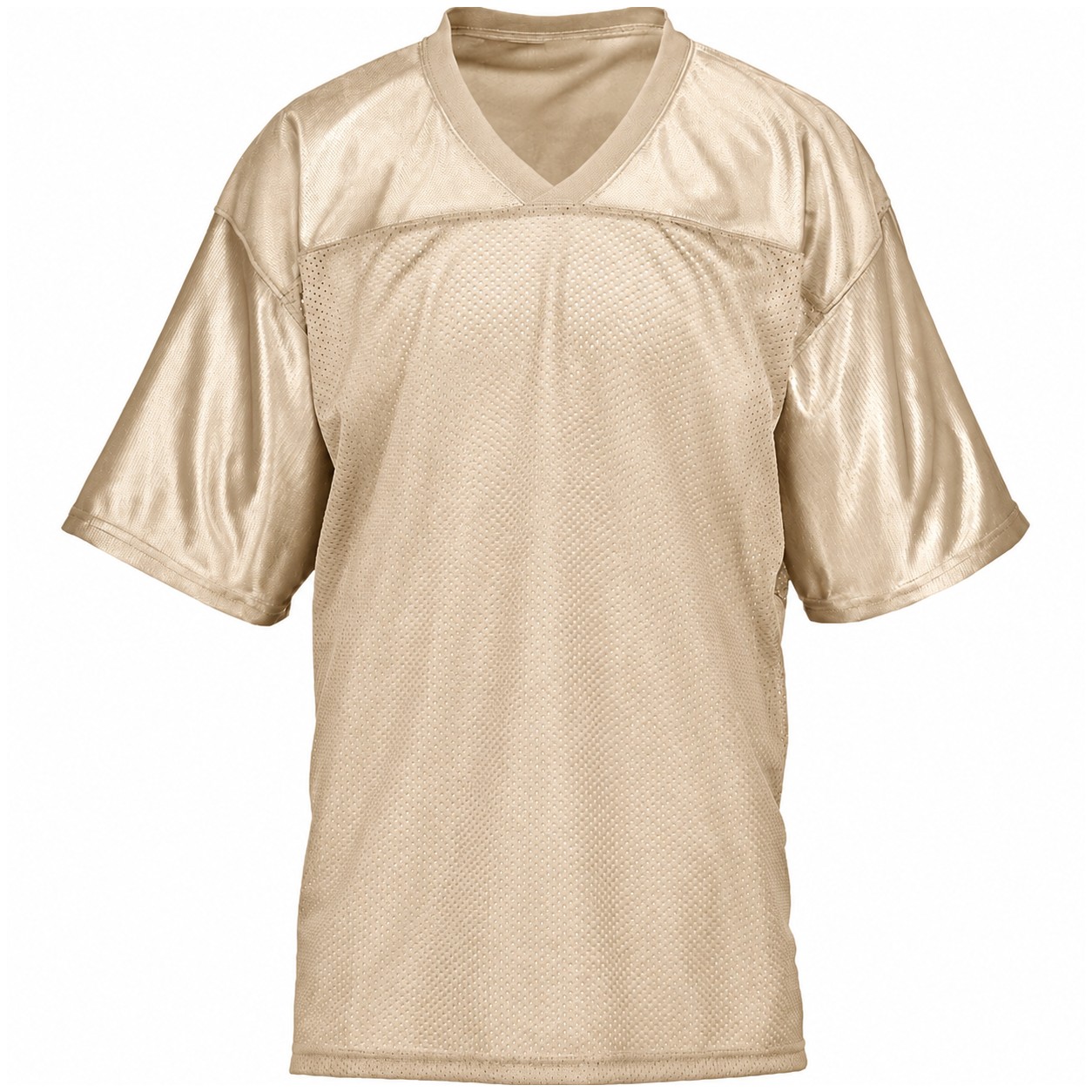 Polyester Mesh V Neck Football Jersey — Tan Beige