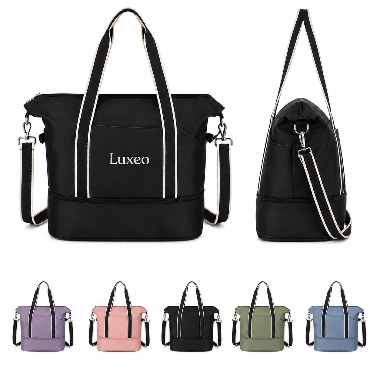 Polyester Travel Bag With Expandable Bottom Compartment