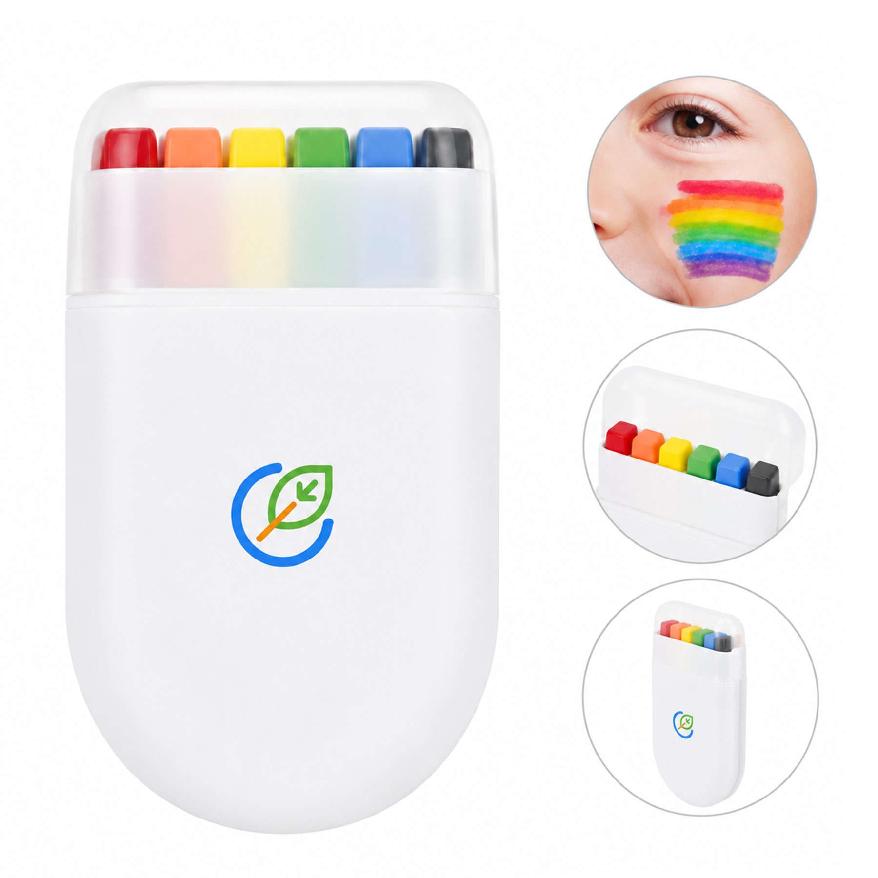 Compact ABS Rainbow Face Paint Set