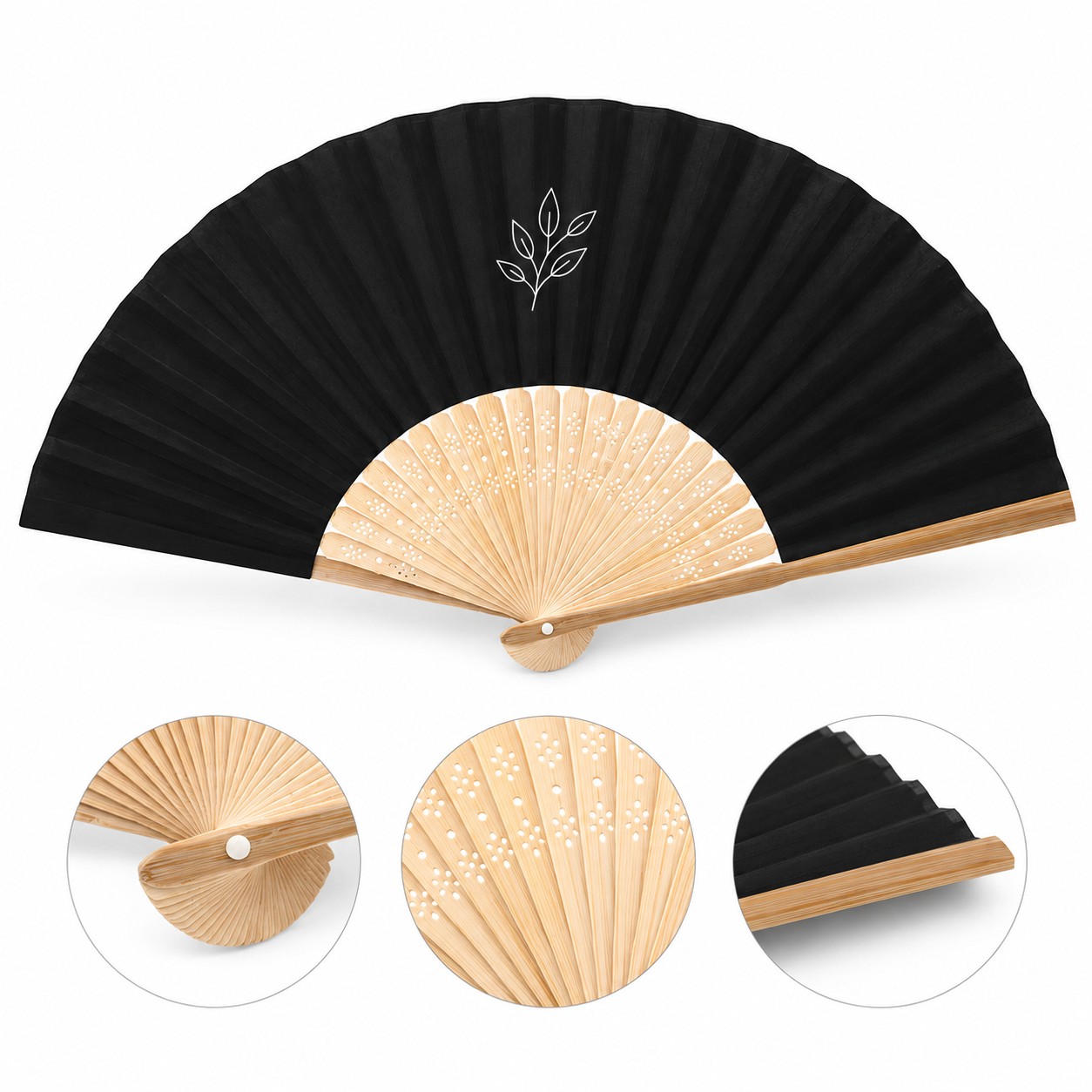 Paper Folding Hand Fan With Bamboo Handle — view 1