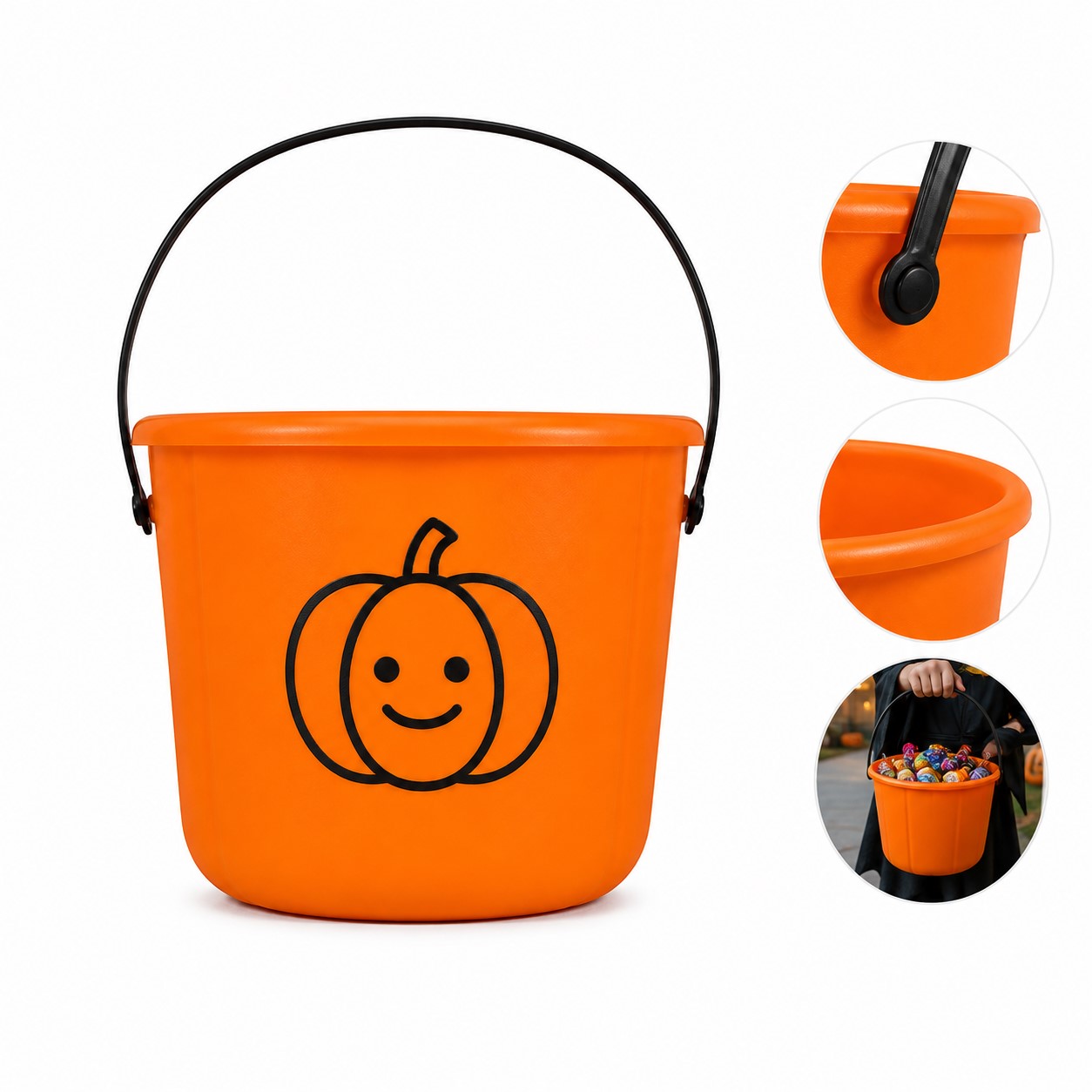 Pumpkin Face Polypropylene Treat Pail