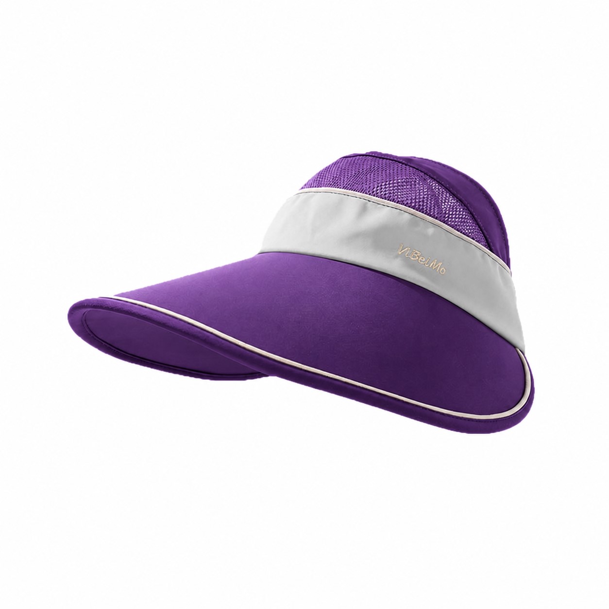 Nylon Oversized Brim Visor Hat — Purple