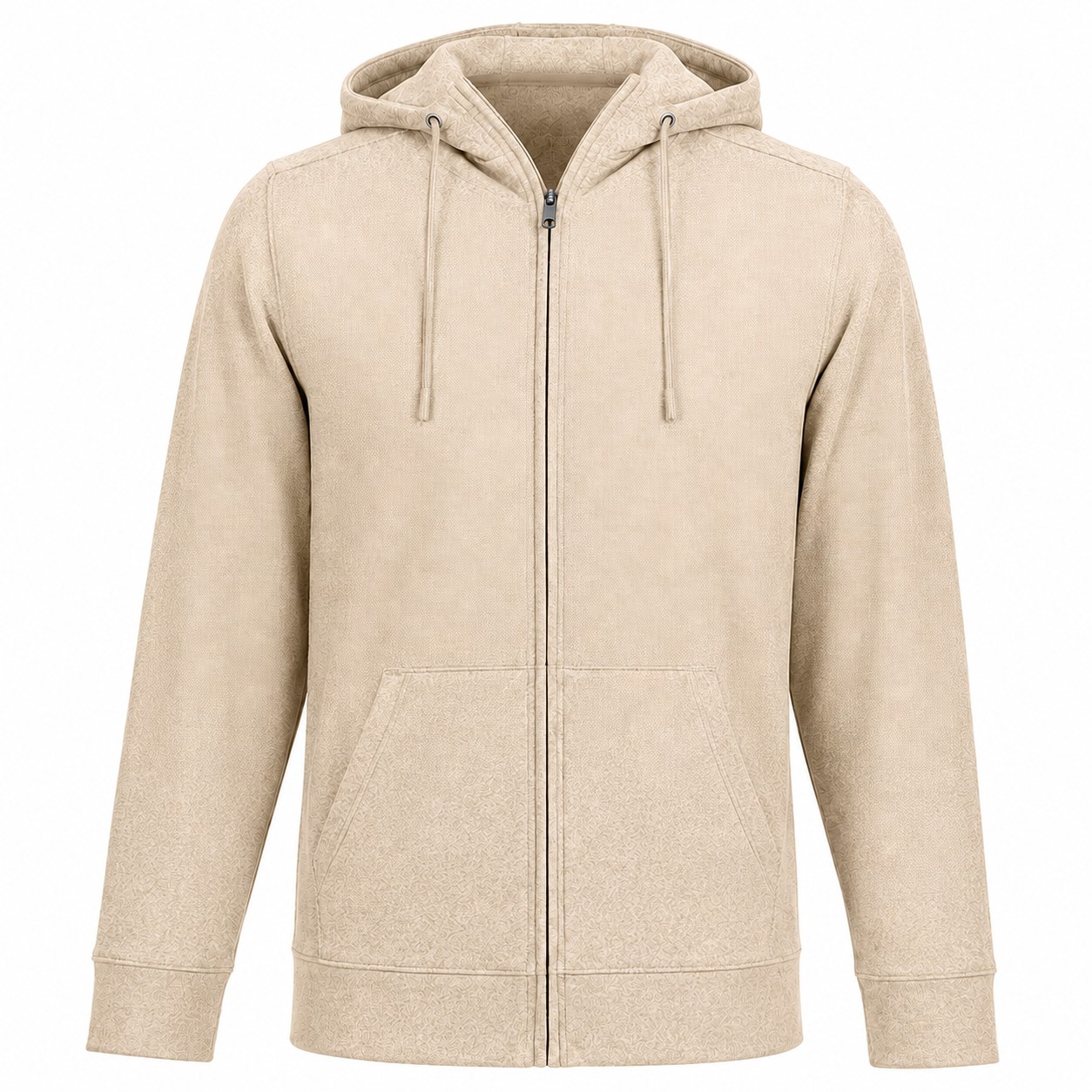 Polyester Spandex Full Zip Hoodie — Beige
