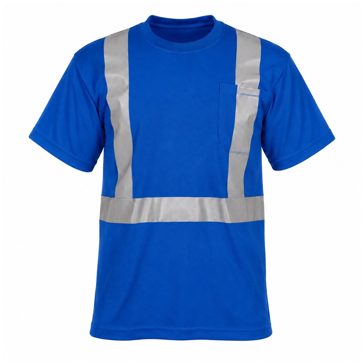 Reflective Pocket Polyester Safety Shirt — Blue