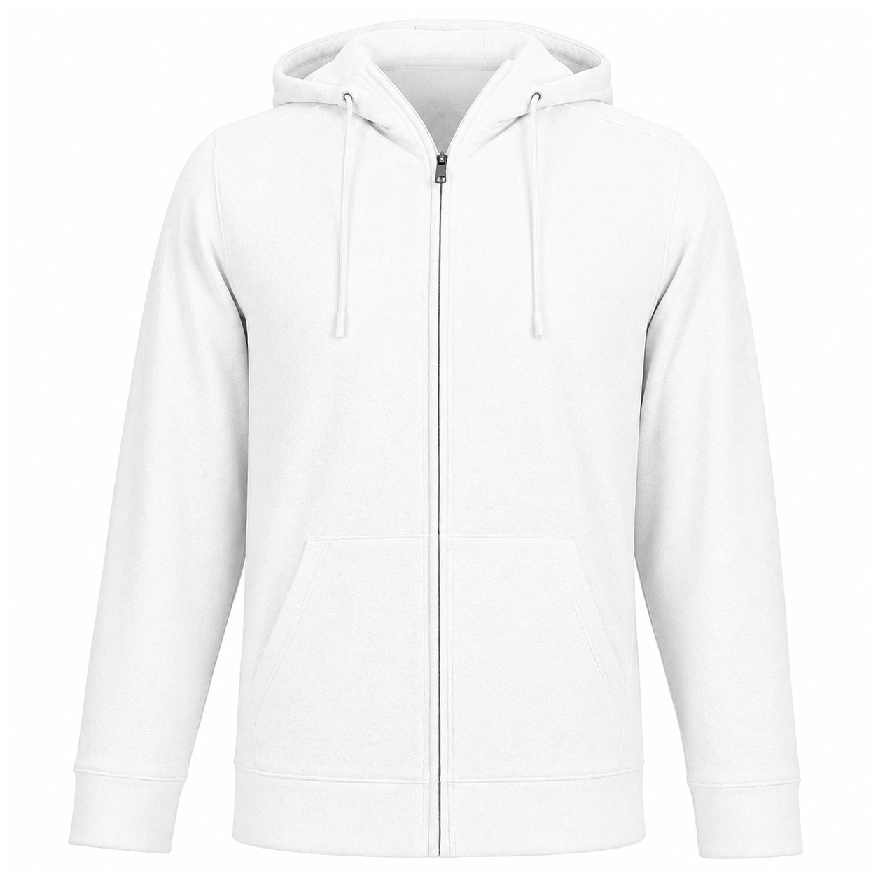 Polyester Spandex Full Zip Hoodie — White