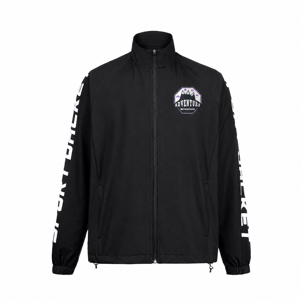 Lightweight Polyester Full-Zip Track Jacket — Black