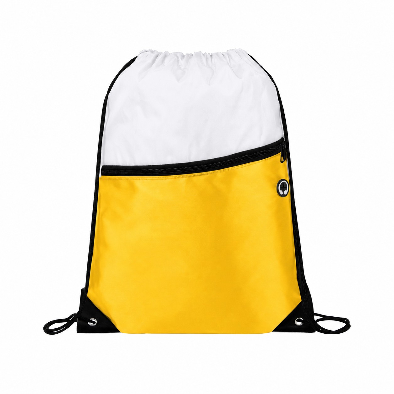 Two-Tone Zipper Drawstring Backpack — Yellow