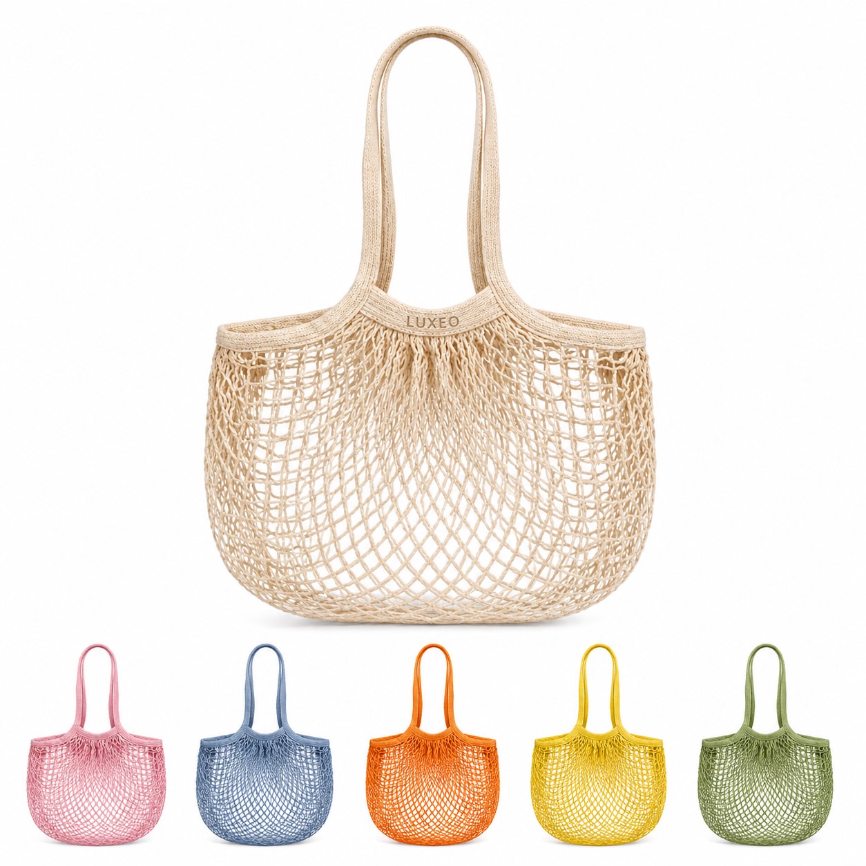 Cotton Mesh Grocery Tote With Long Handles