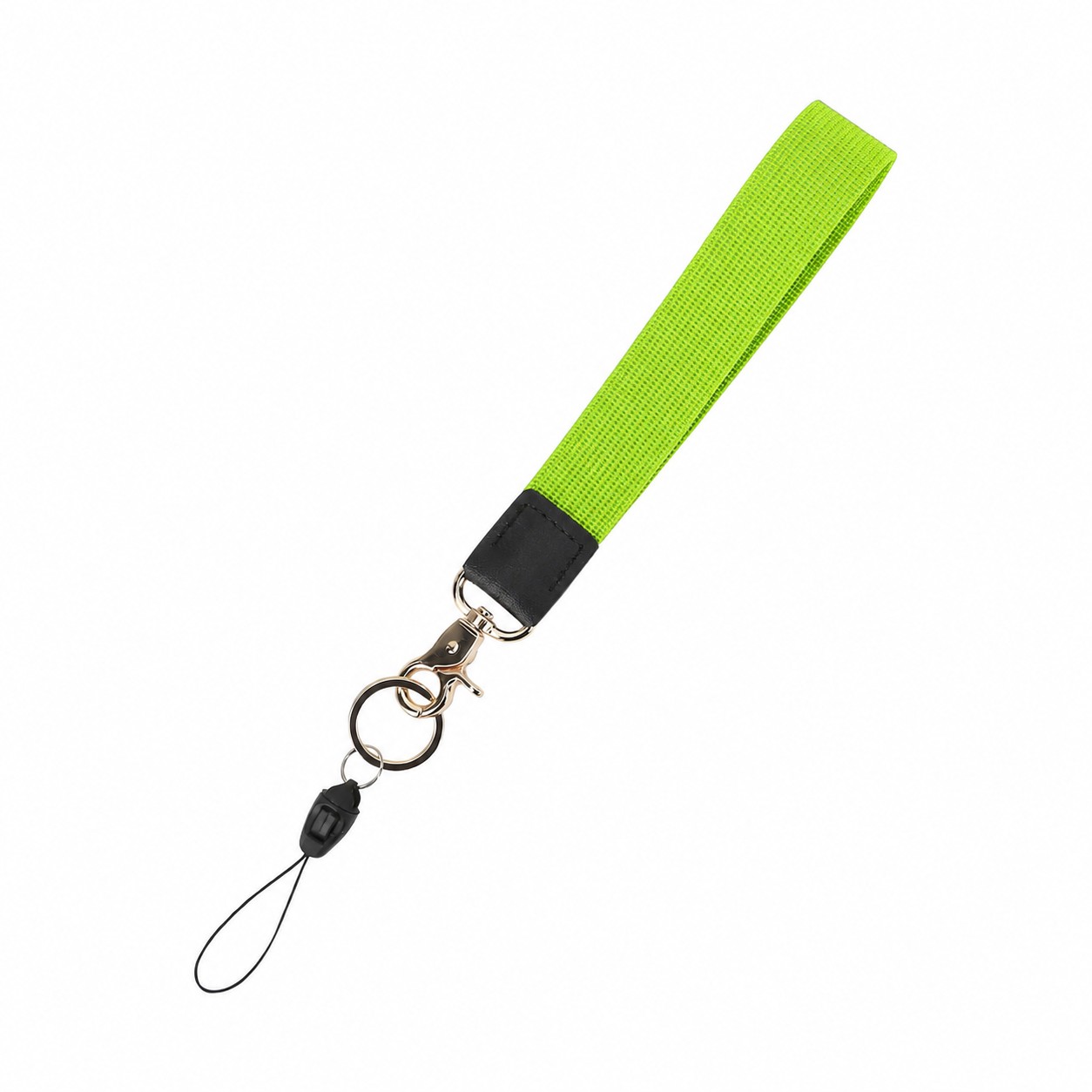 Polyester Wristlet Keychain Lanyard — Lemon Green