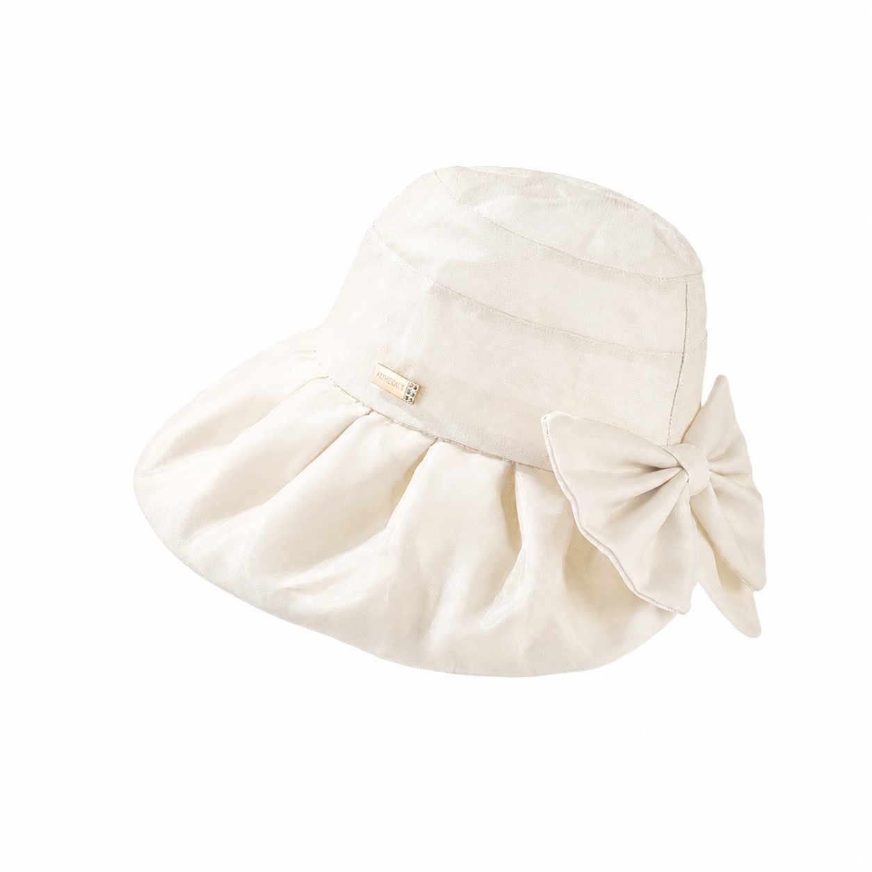 Organza Ribbon Bucket Sun Hat — Off White