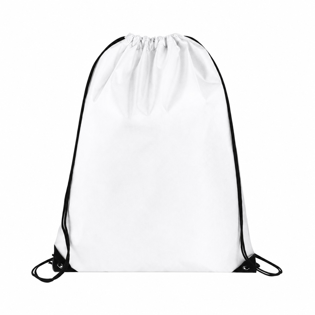 Polyester Drawcord Closure Drawstring Bag — White