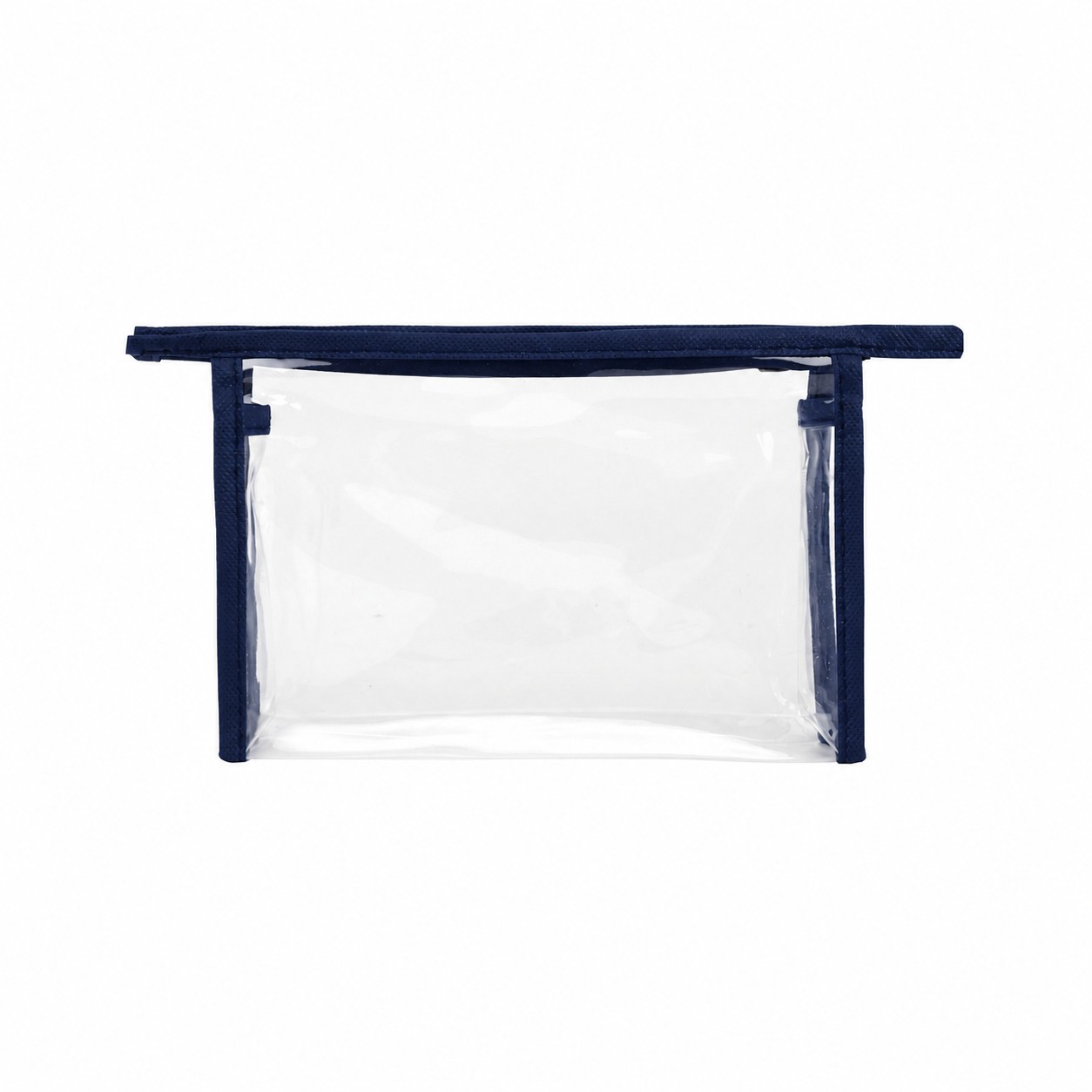 Clear PVC Toiletry Bag with 80GSM Non-Woven Trim — Navy Blue