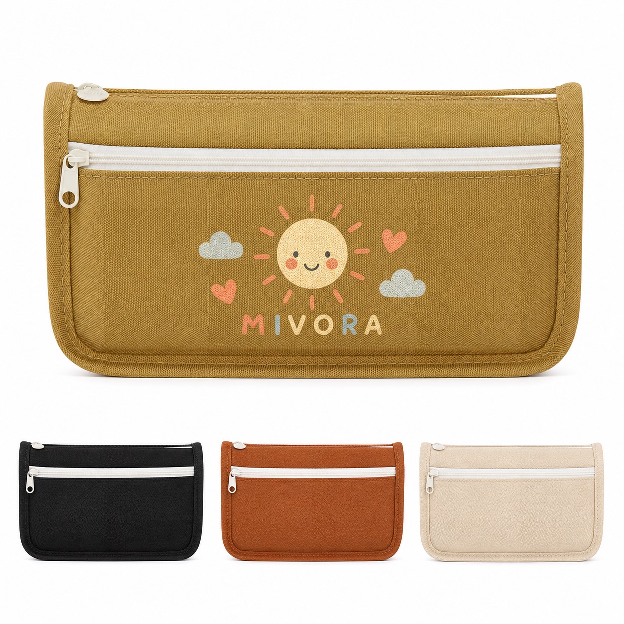 Oxford Pencil Case With Two Zippered Sections
