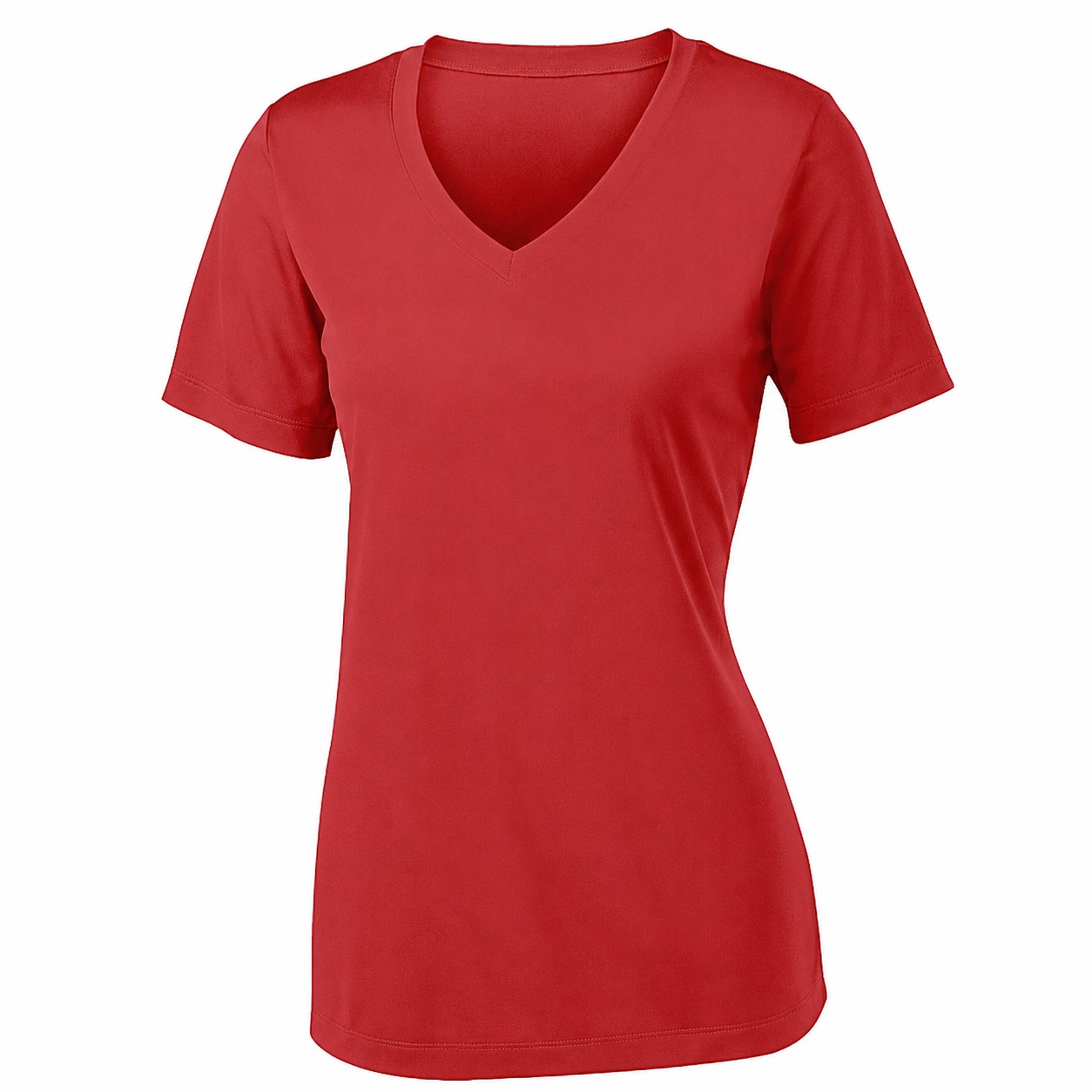 Ladies Polyester V Neck Athletic Tee — view 2