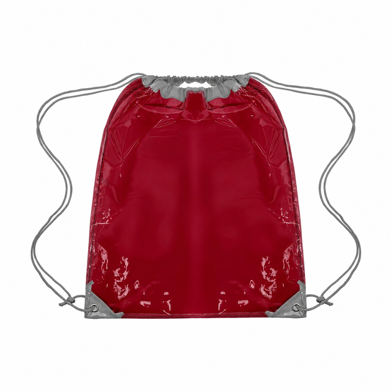 Clear PVC Drawstring Bag — Burgundy Red
