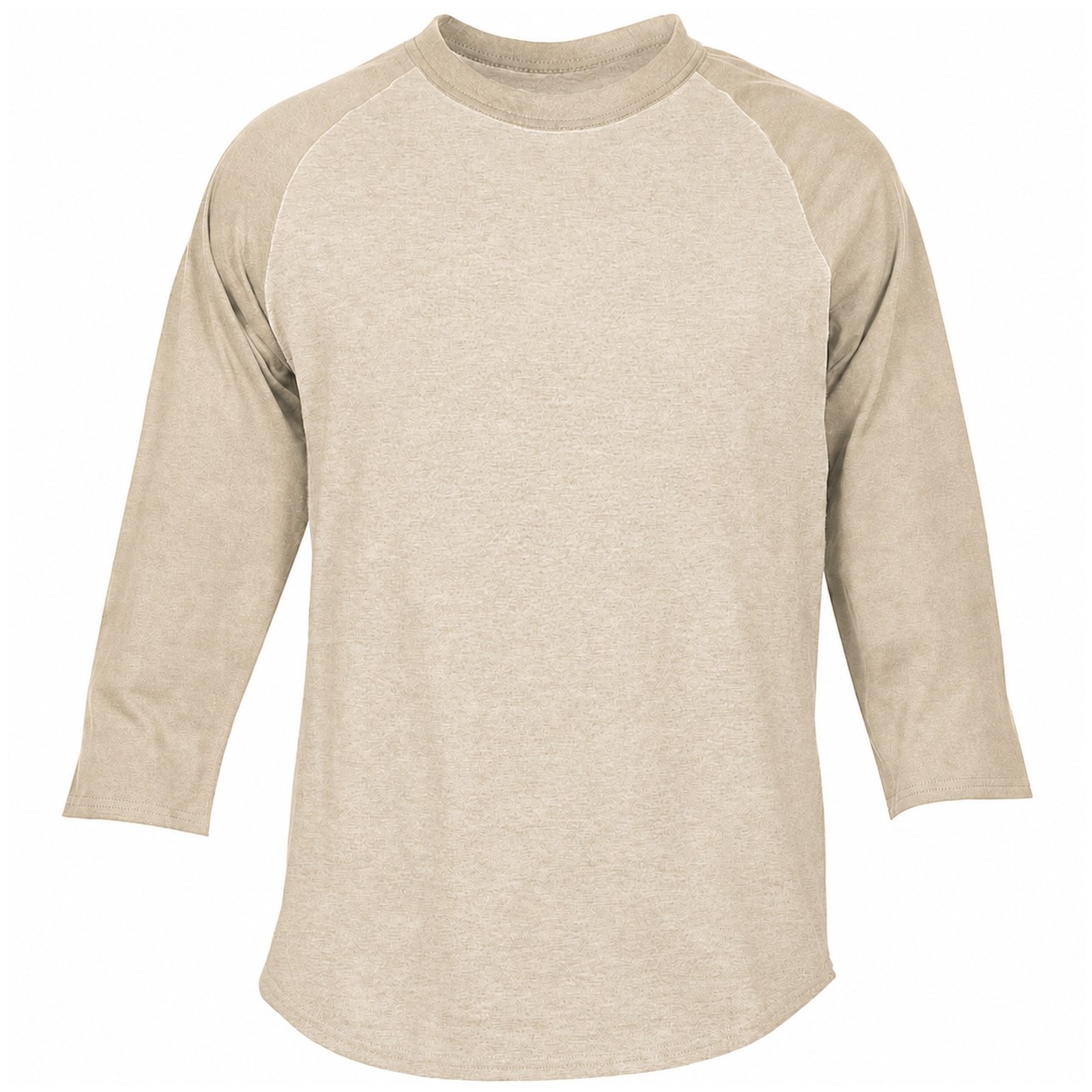 Cotton Colorblock Baseball Sleeve Shirt — Beige