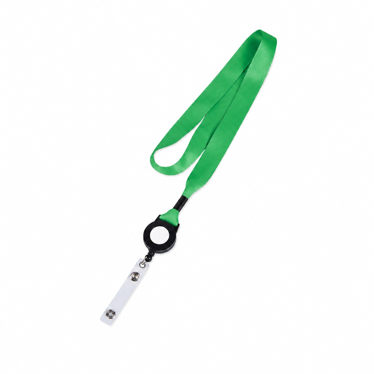 Plastic Crimp Badge Reel Lanyard — Green