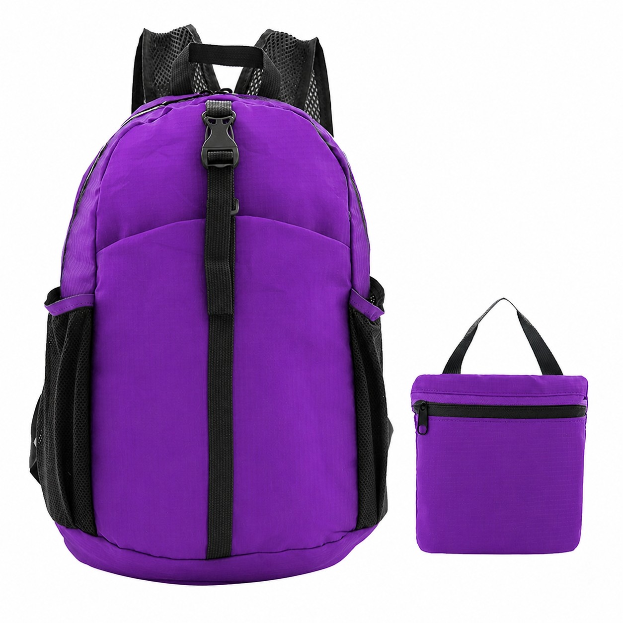 Foldable Nylon Travel Backpack — Purple