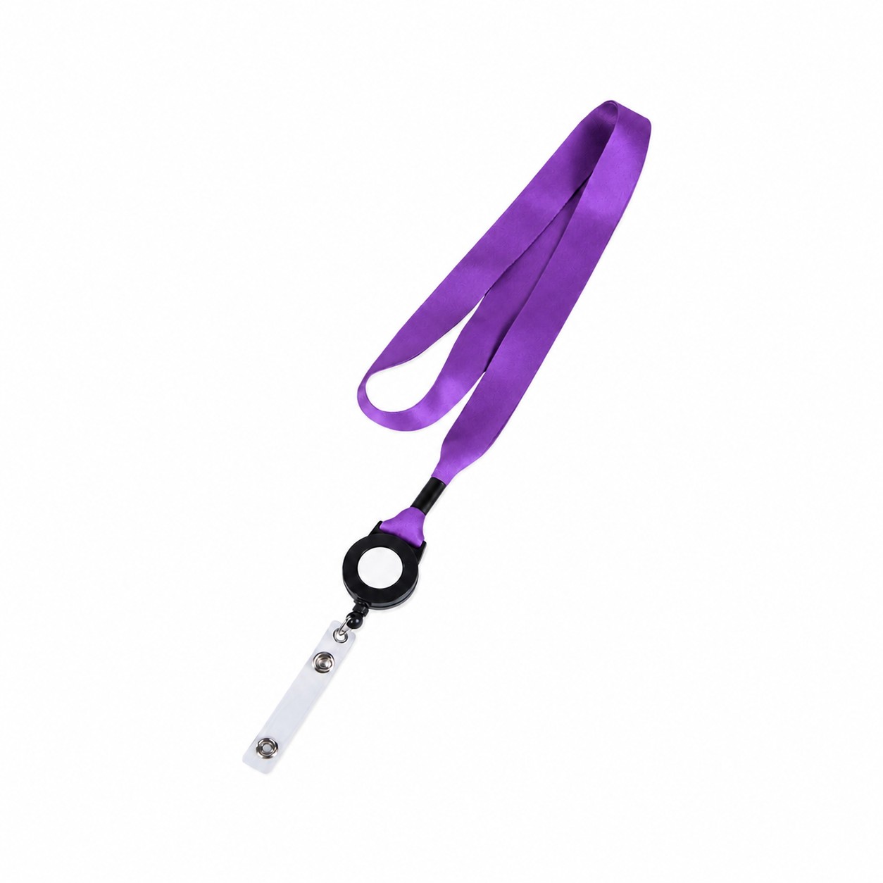 Plastic Crimp Badge Reel Lanyard — Purple