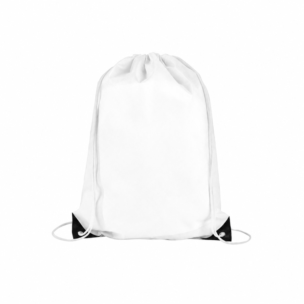 210D Polyester 14" Drawstring Bag — White