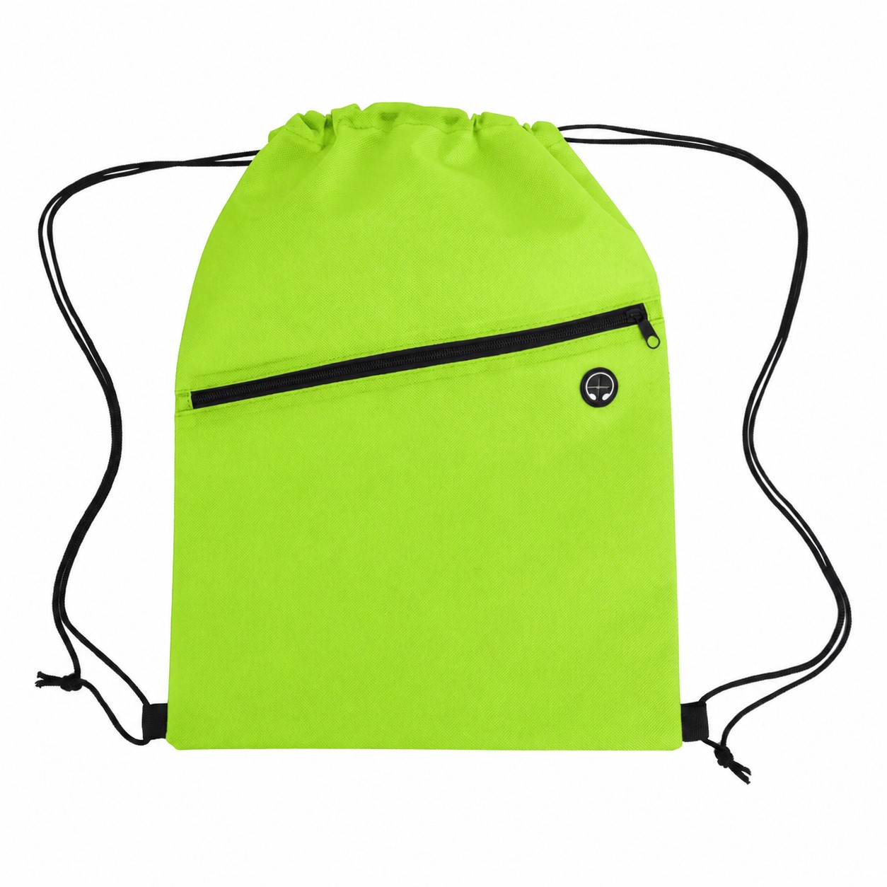 Zippered Storage Drawstring Bag — Lime Green