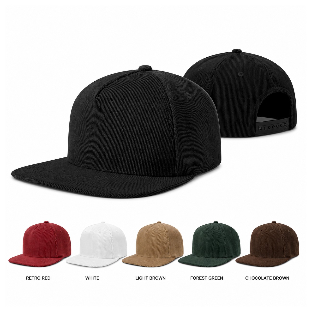 Corduroy Snapback Closure Cap