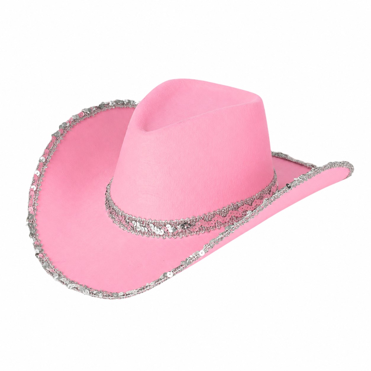 Polyester Sequin Cowboy Hat — Pink