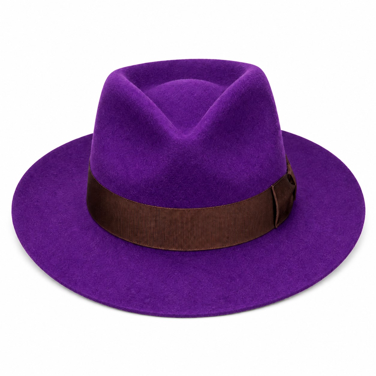 Western Wool Pinch Crown Fedora Hat — Purple