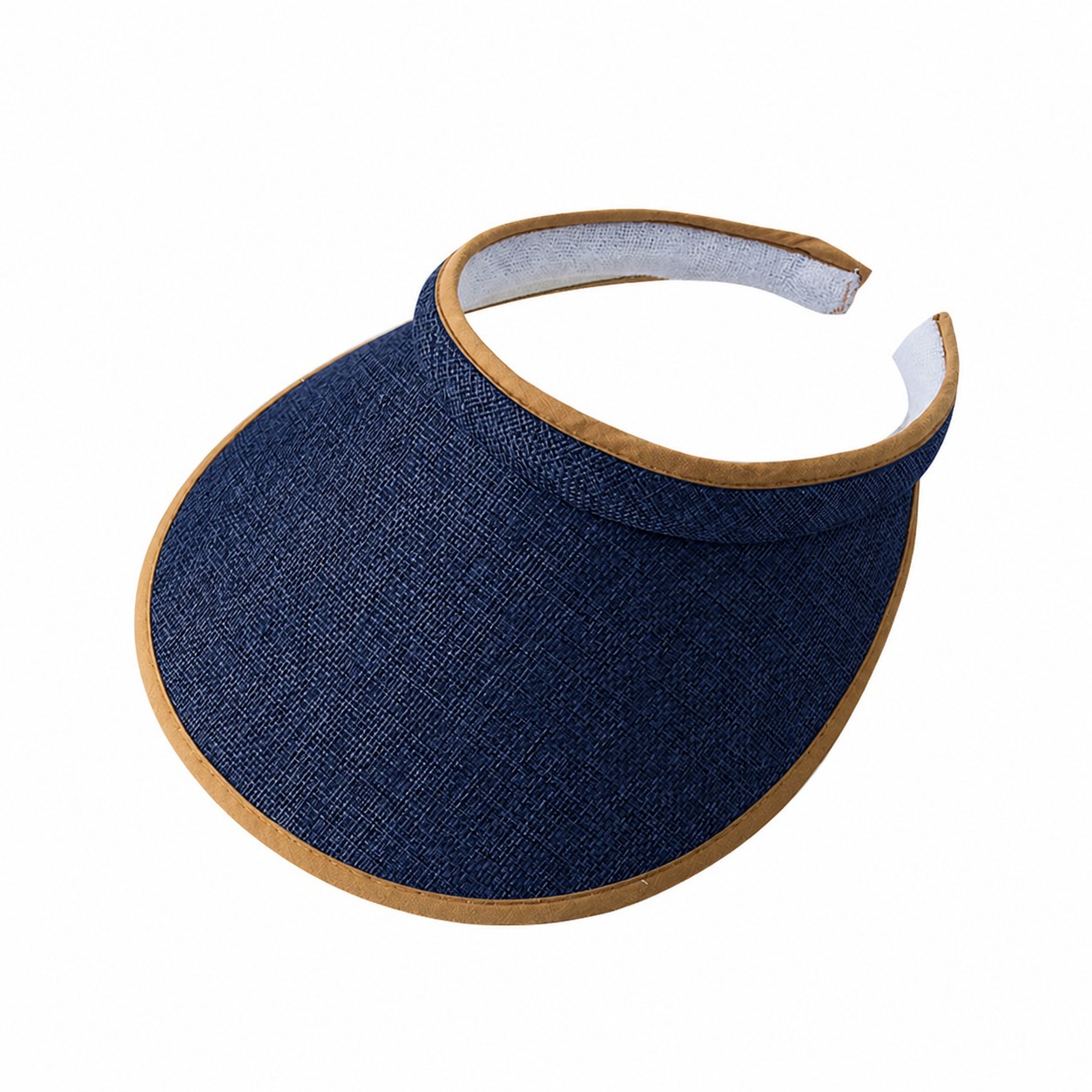 Polyester Straw Look Sun Visor — Dark Blue