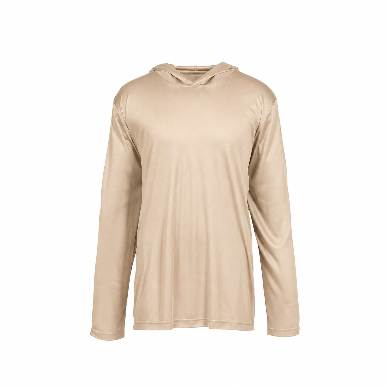 Hooded Polyester Performance Tee — Beige