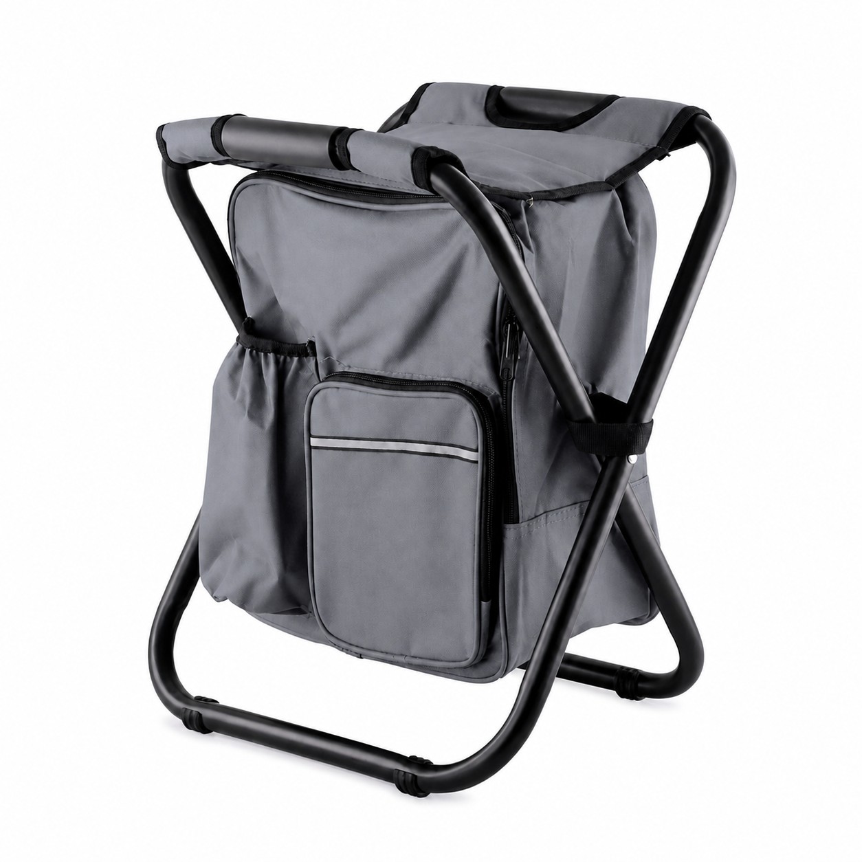 Insulated Backpack Folding Camp Chair — Pewter Gray
